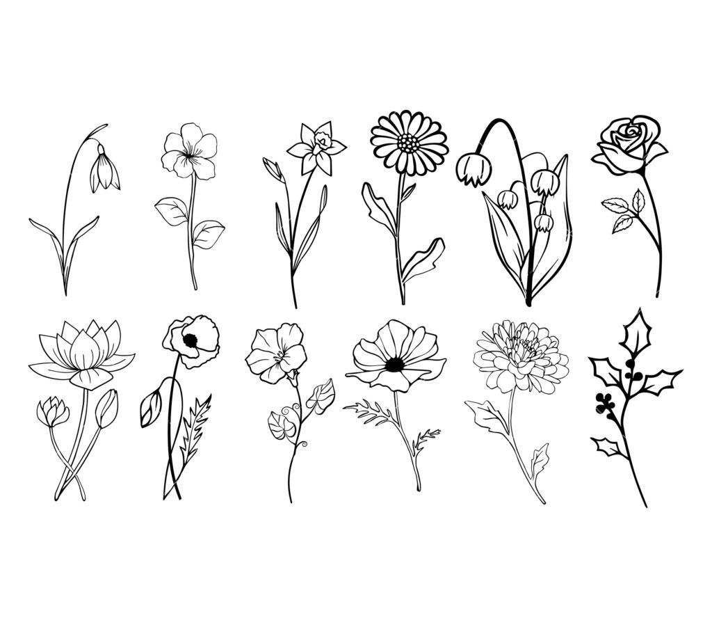 Birth Month Flowers SVG Bundle