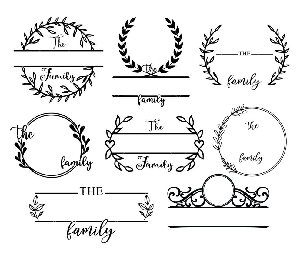 Family Name Monogram SVG Bundle, PNG, PDF, Family SVG