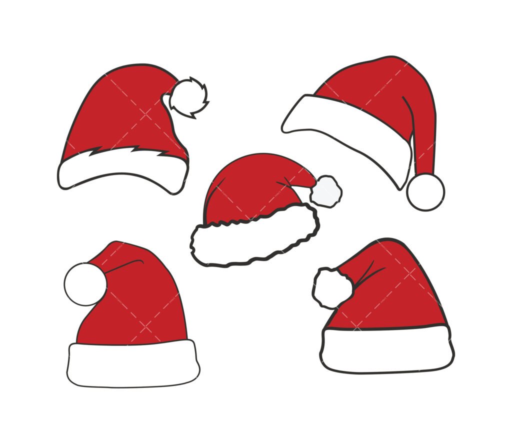 Santa Hat SVG Bundle, PNG, PDF, Christmas SVG, Holiday SVG