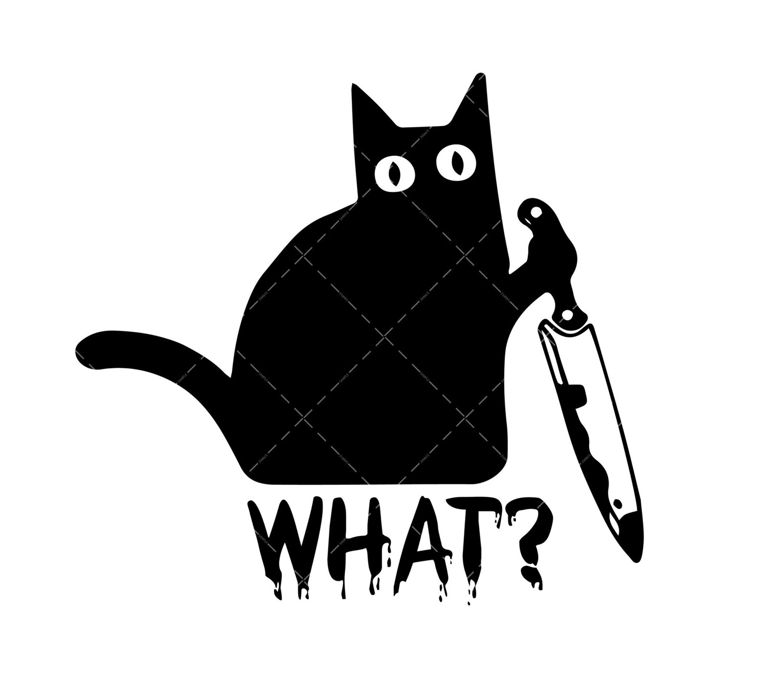 Cat SVG, What Cat SVG, PNG, PDF, Halloween SVG, Cat Knife SVG