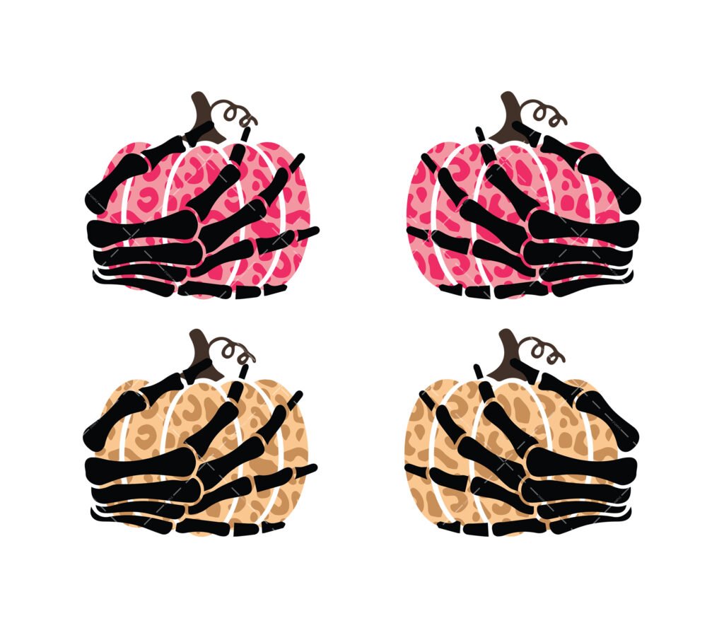Skeleton Hands Pumpkin Leopard SVG