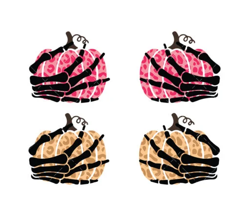 Skeleton Hands Pumpkin Leopard SVG