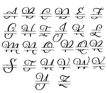 Split Monogram SVG, PNG, PDF, Monogram Letters SVG, Fancy Script Frames