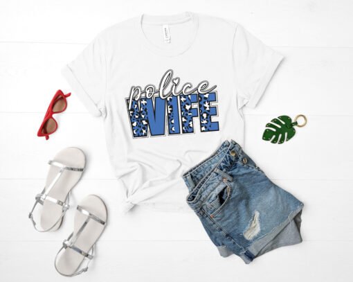 Police Wife PNG on a shirt