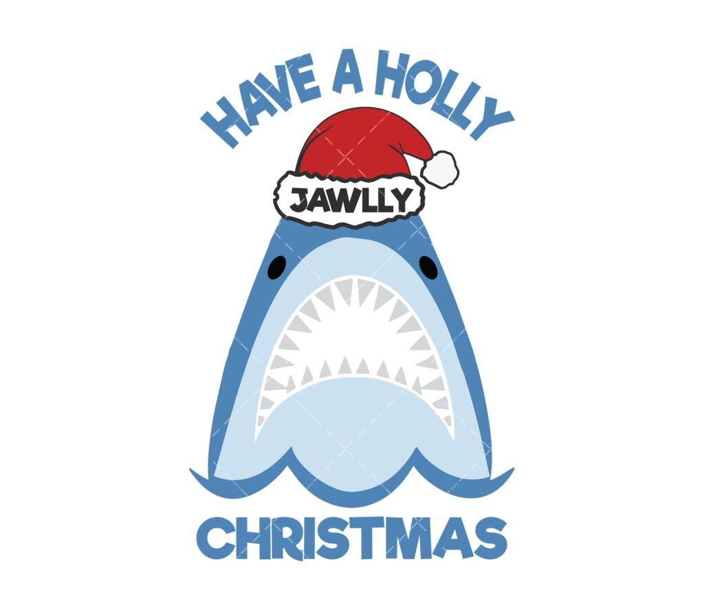 Holly Jawlly Christmas Shark SVG, PNG, PDF, Christmas SVG, Shark SVG