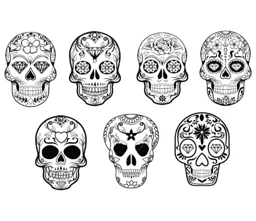 Outline Sugar Skull SVG