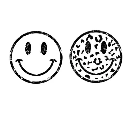 Grunge Leopard Pattern Smiley Face PNG