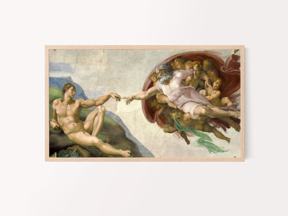 Samsung Frame TV Art, Creation of Adam, Michelangelo, Frame TV art