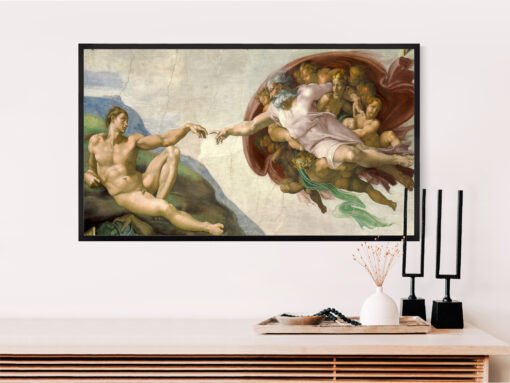 Michelangelo Creation of Adam frame tv art painting