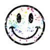 smiley face with paint splatter