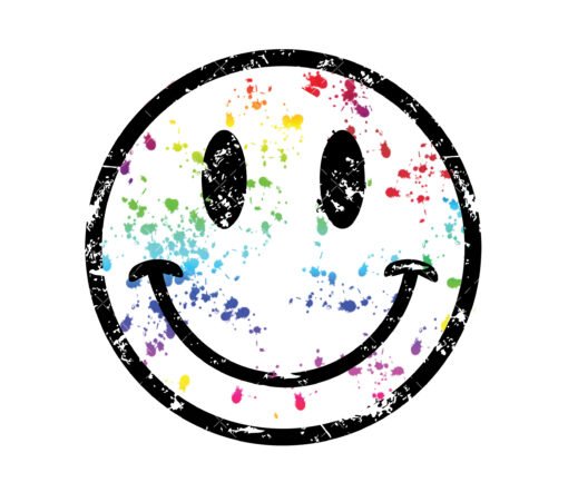smiley face with paint splatter