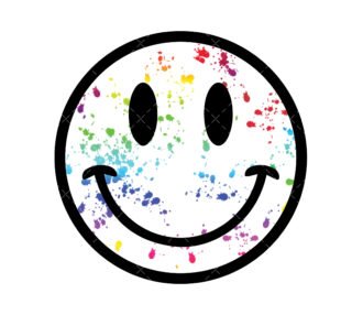 smiley face with paint splatter