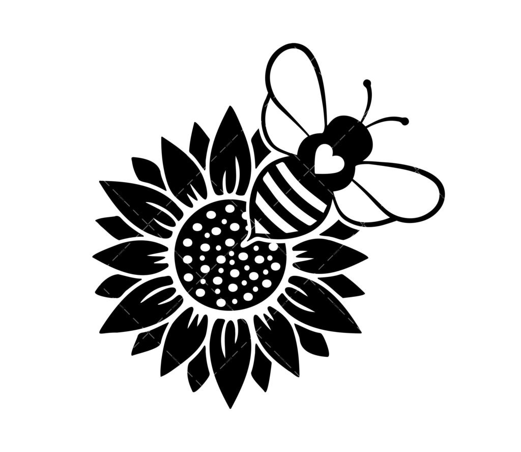 Bee and sunflower SVG