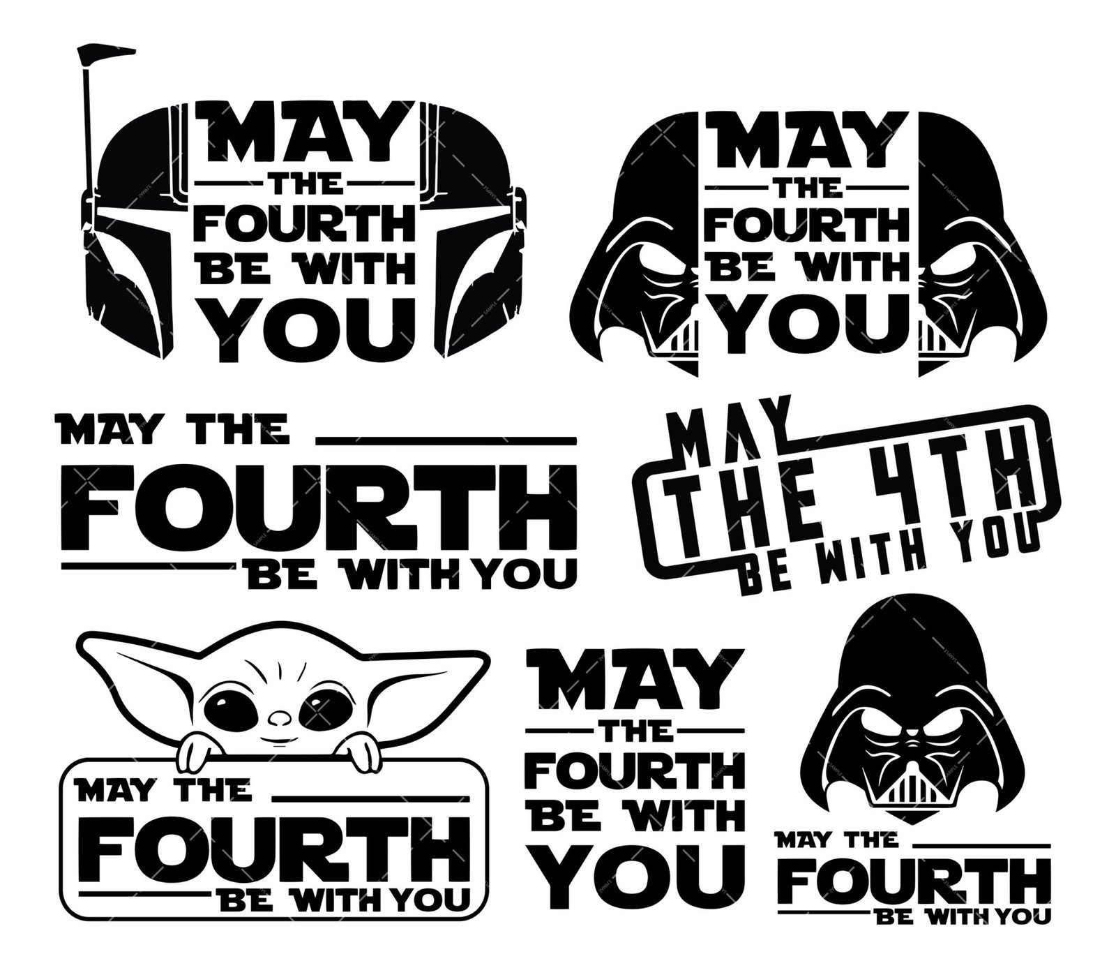 May the Fourth Be With You SVG Bundle, PNG, PDF, Star Wars SVG, Baby