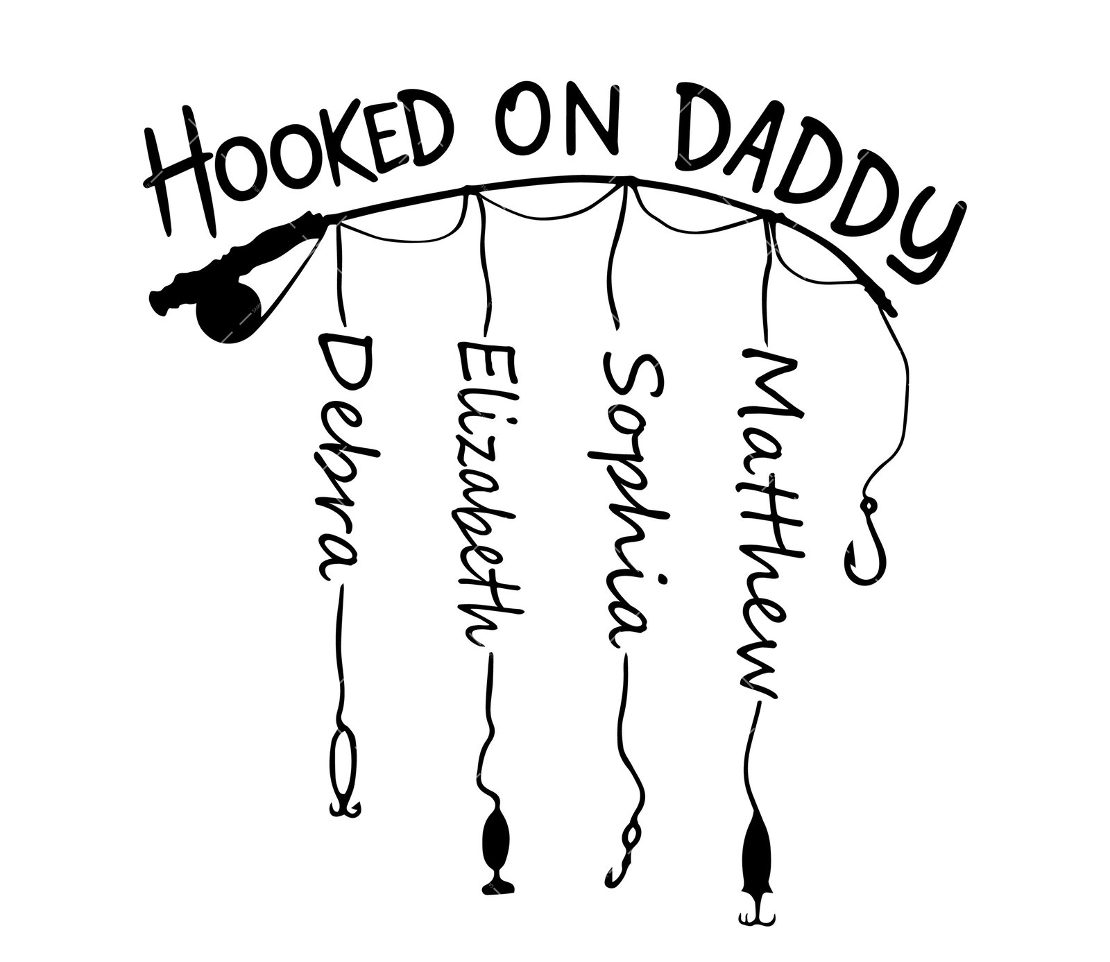 Hooked on Daddy SVG, PNG, PDF, father's day SVG, Fishing Dad