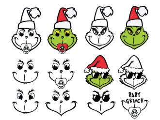 Baby Grinch face SVG, PNG, PDF, Grinch face cut file, My day grinch svg
