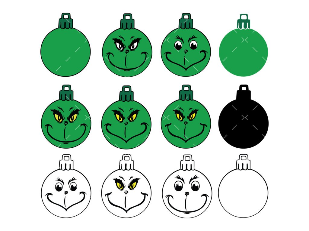 Grinch face SVG, PNG, PDF, Christmas Ornaments SVG, Grinch svg designs