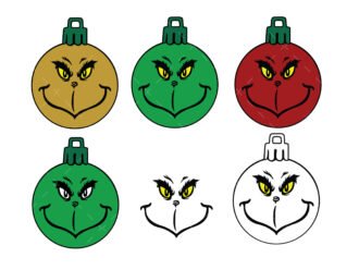 Grinch Face Christmas Ornaments SVG