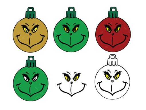 Grinch Face Christmas Ornaments SVG