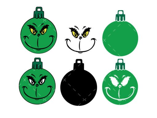 Grinch Face Christmas Ornaments SVG