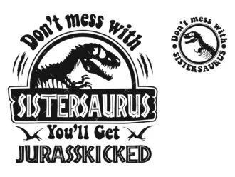 Sistersaurus SVG front and back design