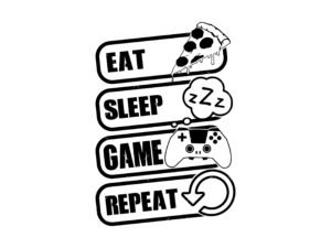 Eat sleep game repeat SVG, PNG, PDF, Gamer SVG, Game Player svg, gamer ...