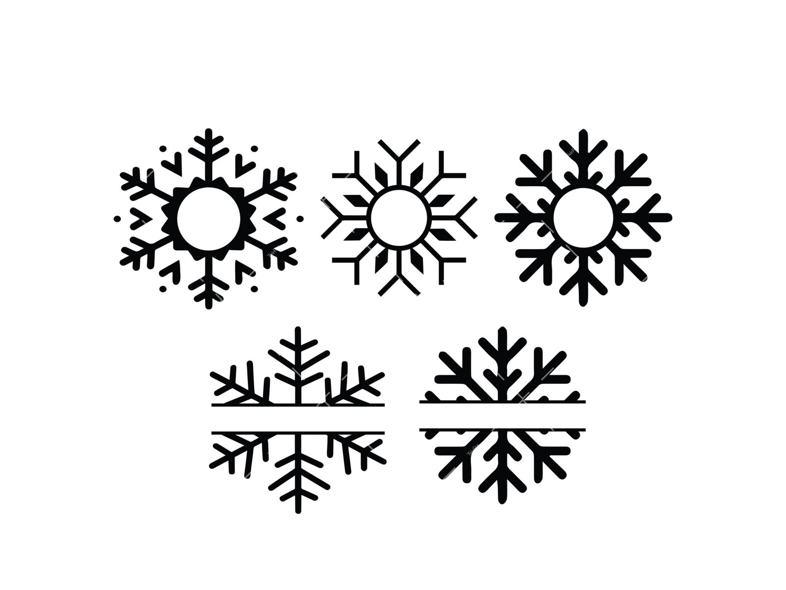 Snowflake Monogram SVG, PNG, PDF, Split Snowflake Svg, Winter Svg ...