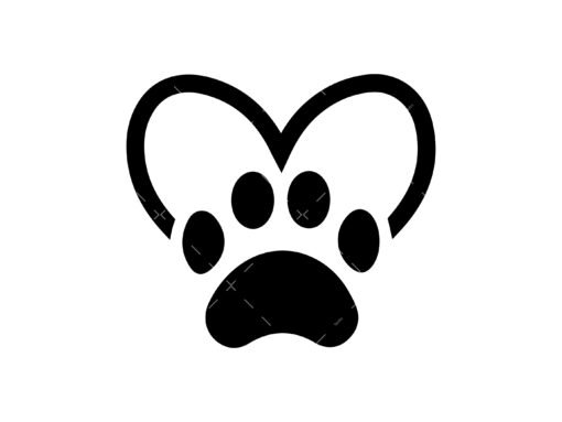 dog paw heart svg