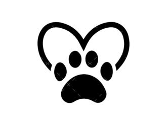 dog paw heart svg