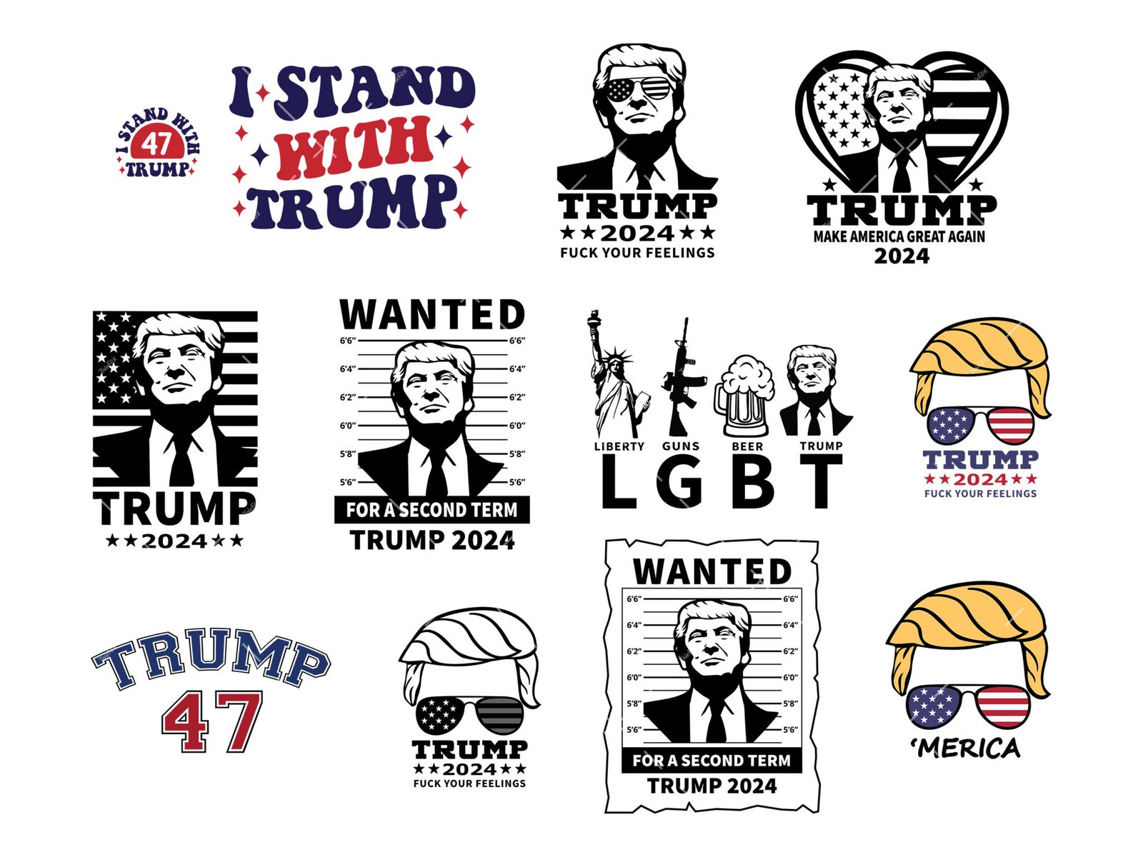 Trump 2024 SVG Bundle, PDF, PNG, Trump America Flag SVG, Make America ...